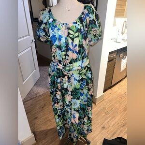 Kate Spade Full Bloom Voile Belted Midi Dress